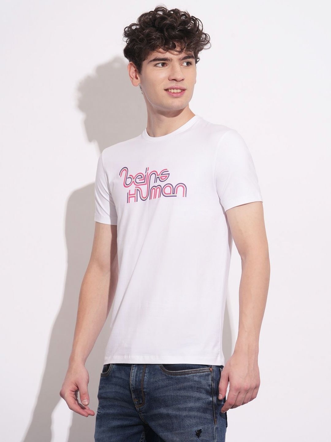 Being Human Men Typography Printed Round Neck Cotton Slim Fit T-shirt