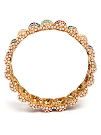 Karatcart Set 2 Gold-Plated & Red Stone Stone Rajwadi Bangle
