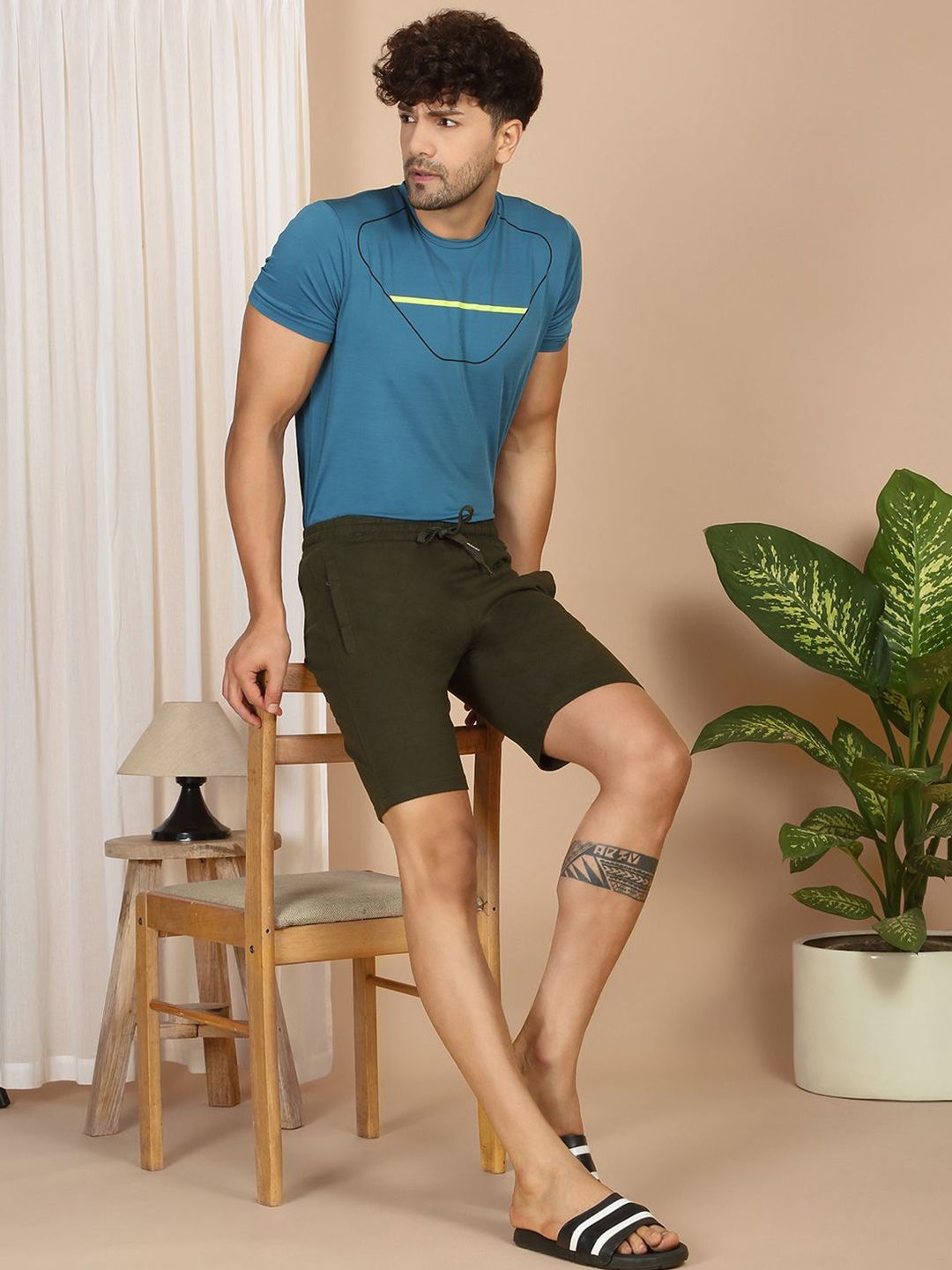 Sweet Dreams Men Cotton Mid-Rise Lounge Shorts