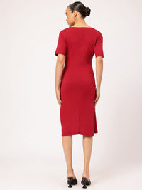 DressBerry Cherry Red Ruched Bodycon Dress