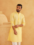 SOJANYA Geometric Embroidered Thread Work Mandarin Collar Pure Cotton Straight Kurta