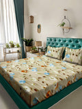 KLOTTHE Beige Floral 300TC King Superfine Cadar 7D & 2 Sarung Bantal-2.50mx2.25m
