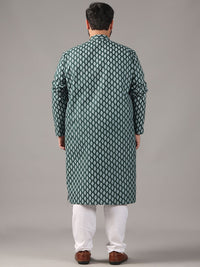 SOJANYA PLUS Plus Size Lelaki Motif Etnik Bercetak Kolar Jalur Kurta Lurus Dengan Piyama