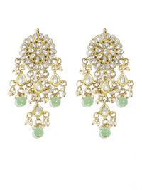 KARATCART Gold-Plated Lime-Green Kundan-Studded Choker Handcrafted Jewellery Set