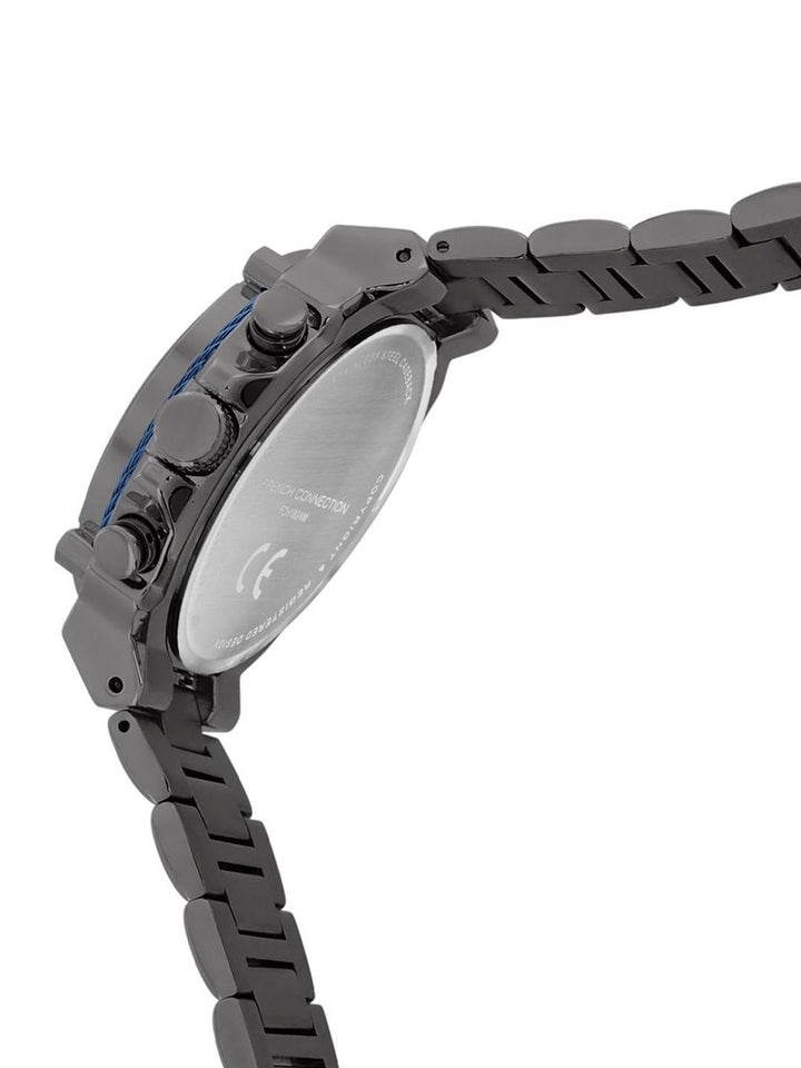 French Connection Men Patterned Dial & Stainless Steel Bracelet Style Straps Analogue Multi Function Watch