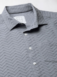VASTRADO Men Classic Spread Collar Textured  Slim Fit Casual Shirt