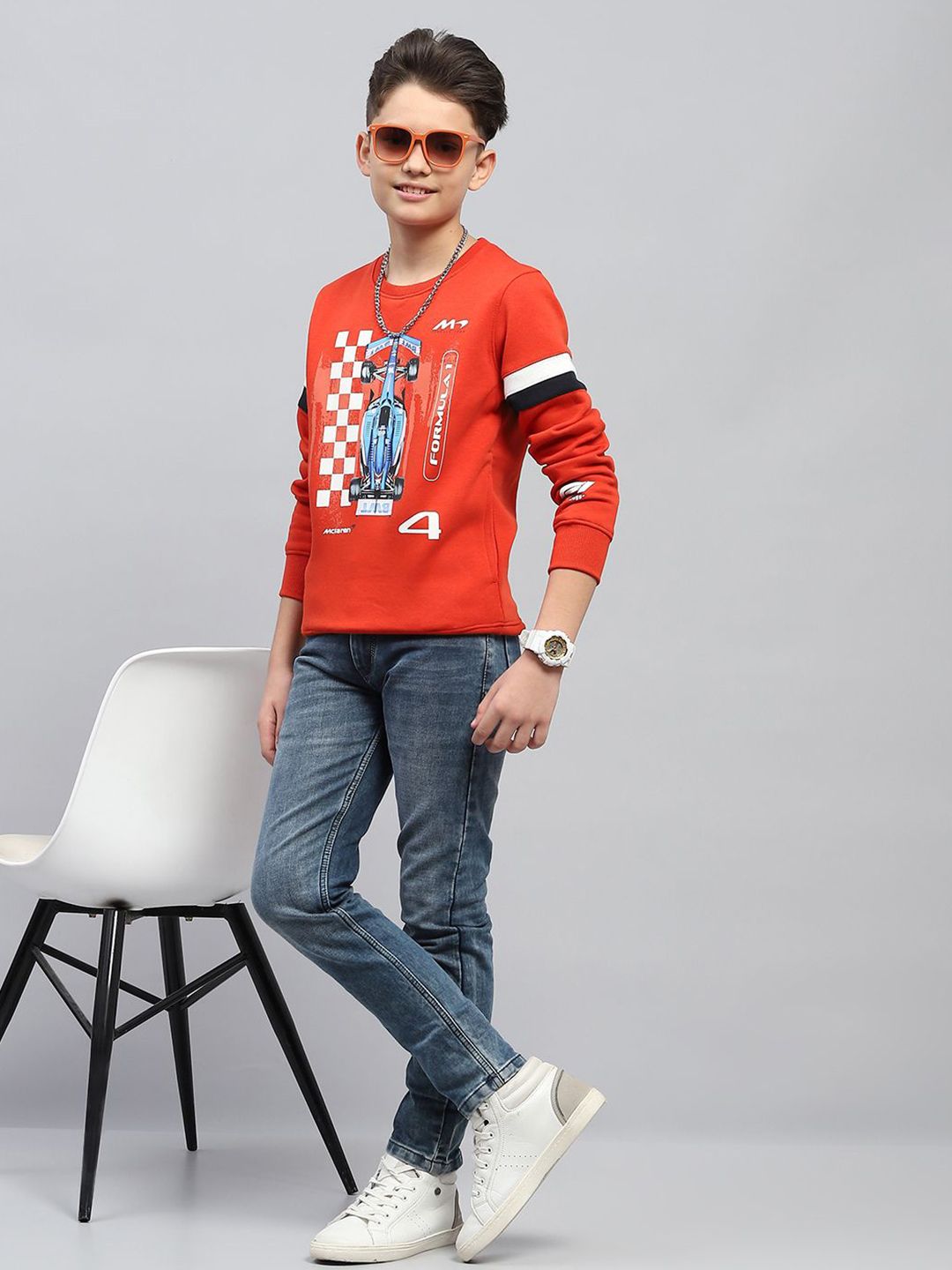 Monte Carlo Boys Typography Printed Cotton Sweatshirt