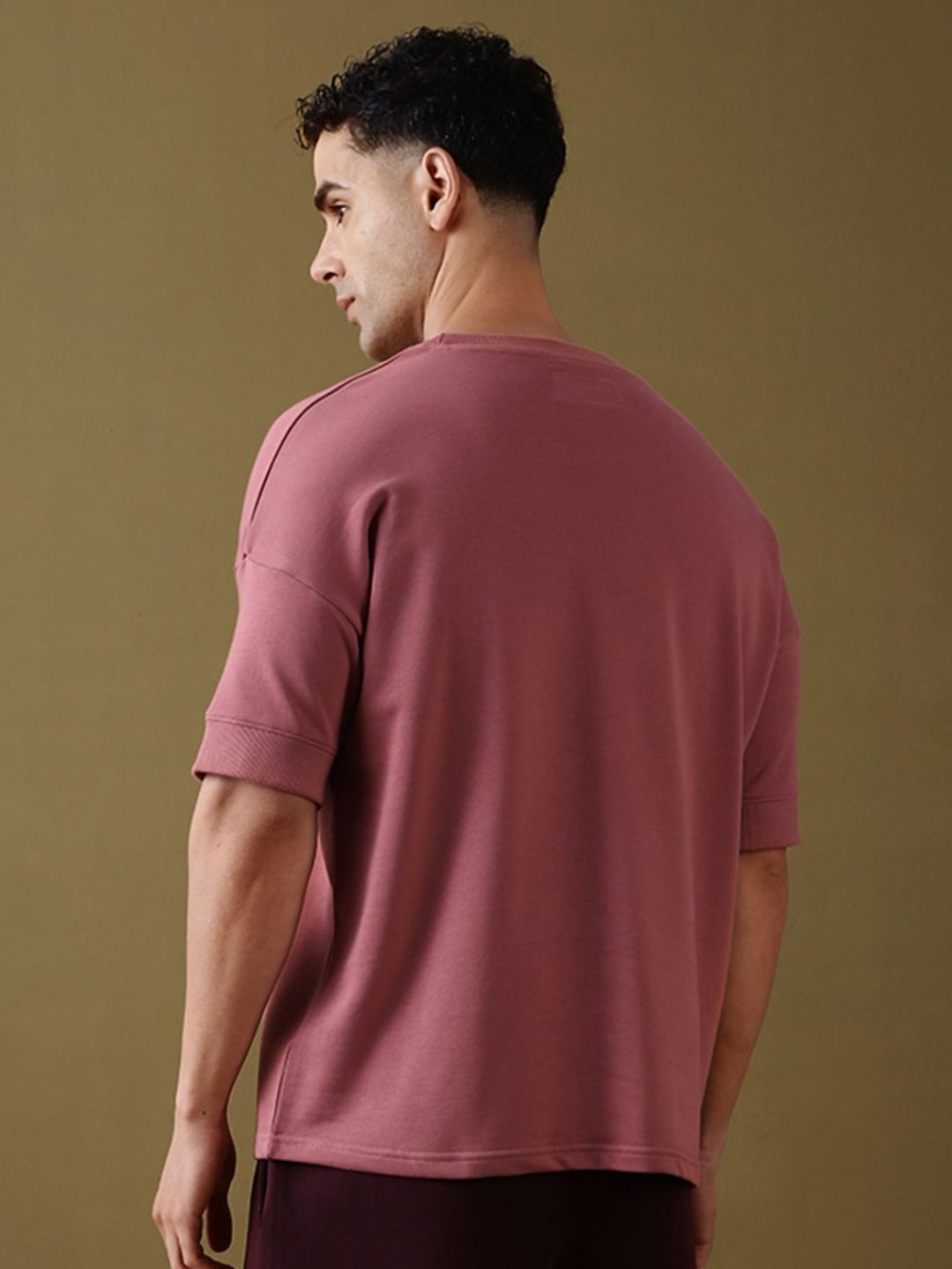 DILLINGER Men Solid Ultra Soft Drapey Cotton Oversized Drop Shoulder T-Shirt