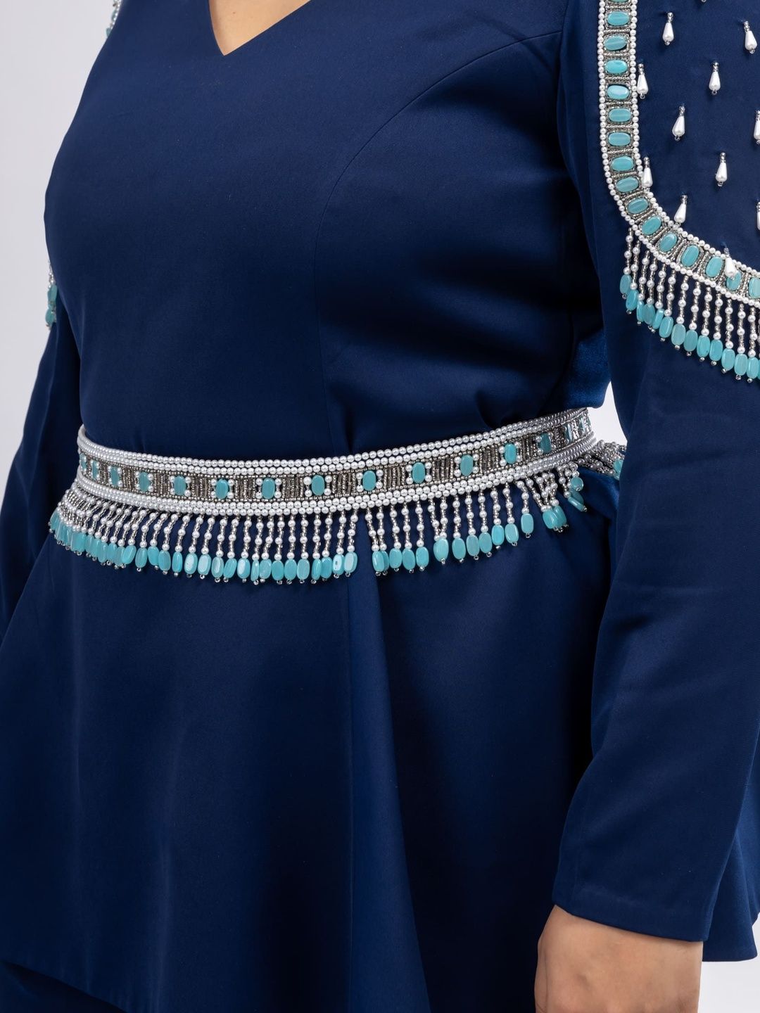Mamicha Embellished V-Neck Top & Trousers Co-Ords