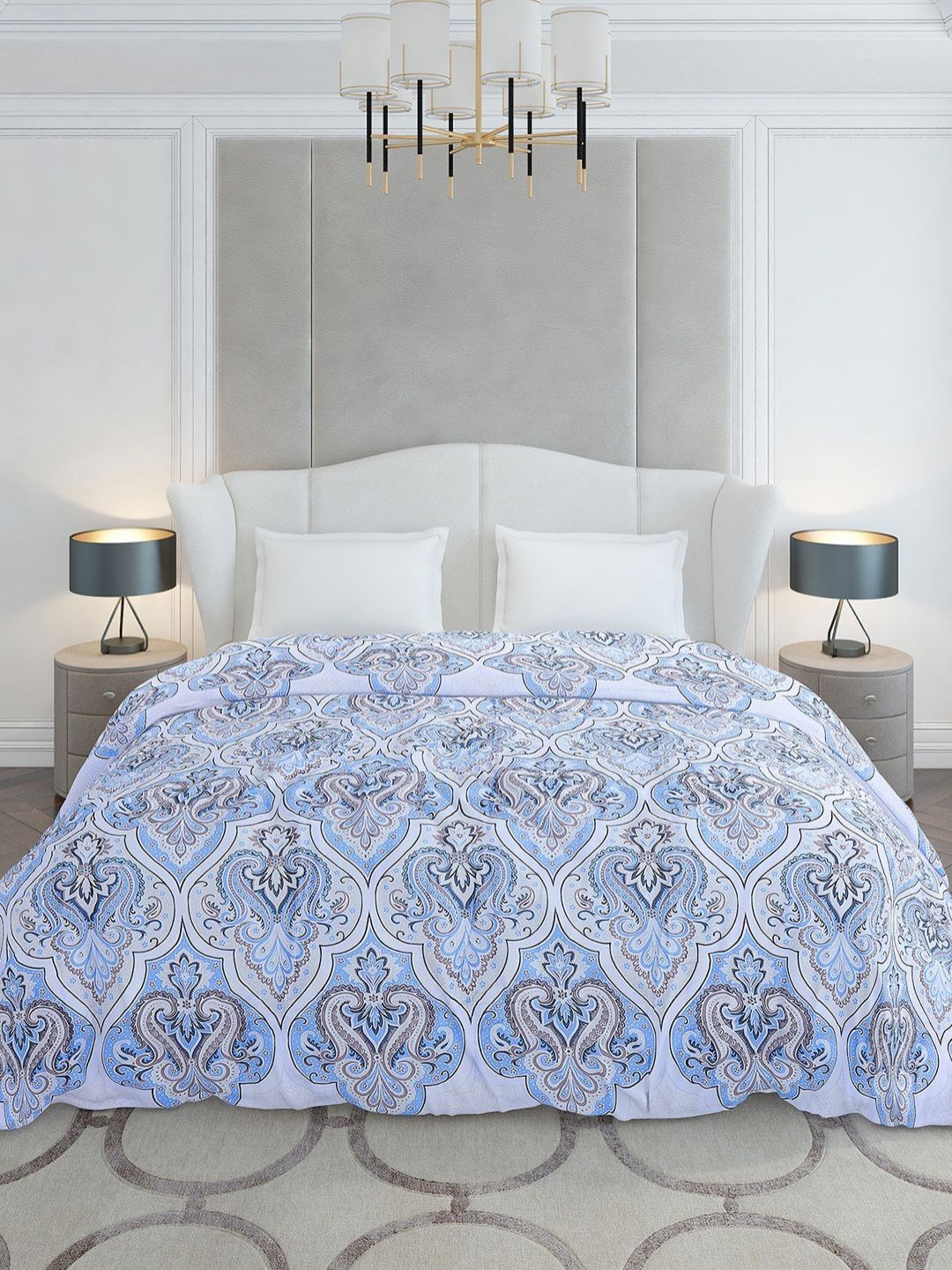 Monte Carlo Blue & White Floral Mild Winter 210 GSM Double Bed Duvet