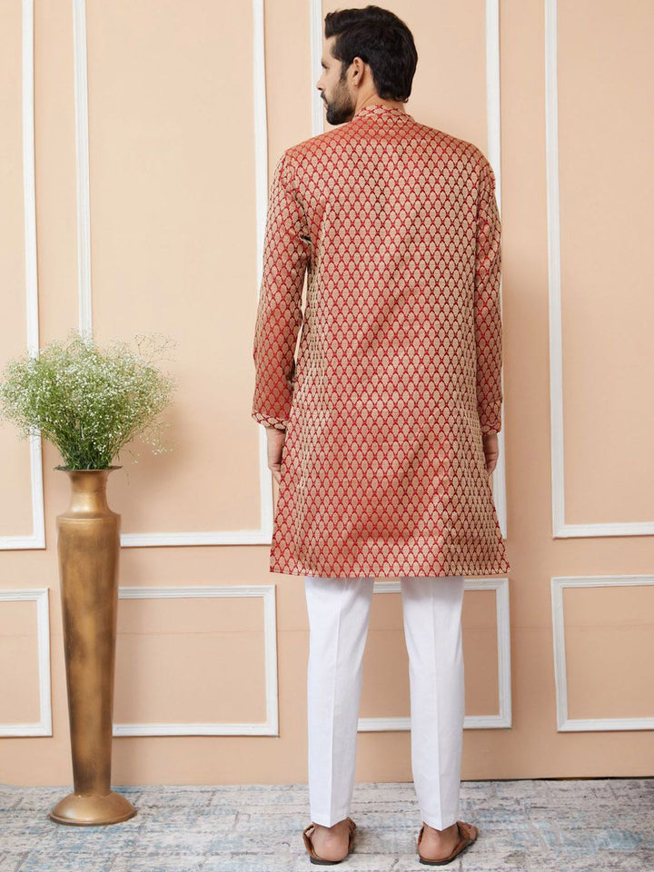 See Designs Ethnic Motifs Woven Design Long Sleeves Regular Straight Kurta & Pyjama
