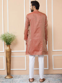 See Designs Ethnic Motifs Woven Design Long Sleeves Regular Straight Kurta & Pyjama