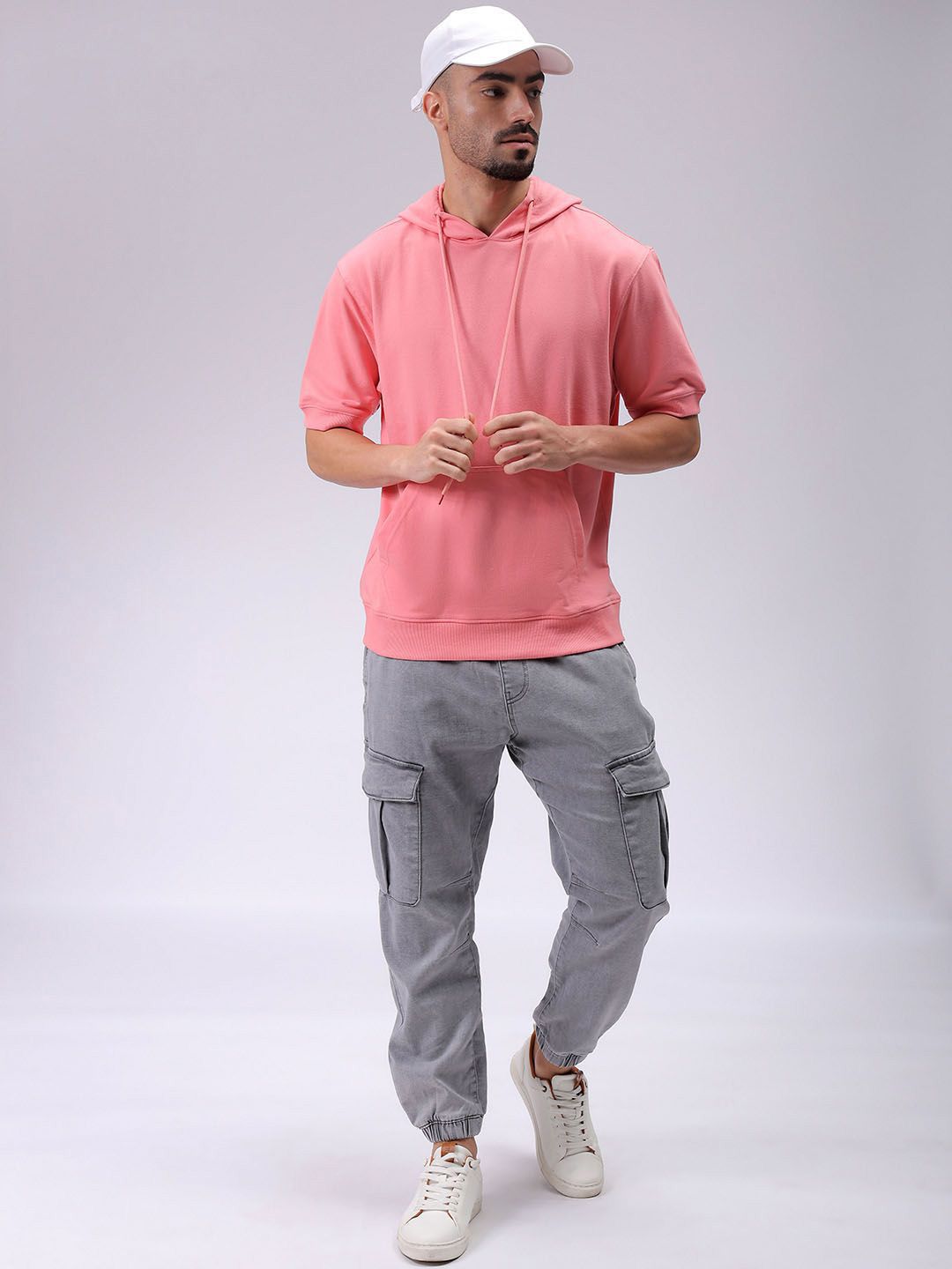 The Indian Garage Co Mens Polyester Oversized Solid Hooded Sweatshirts