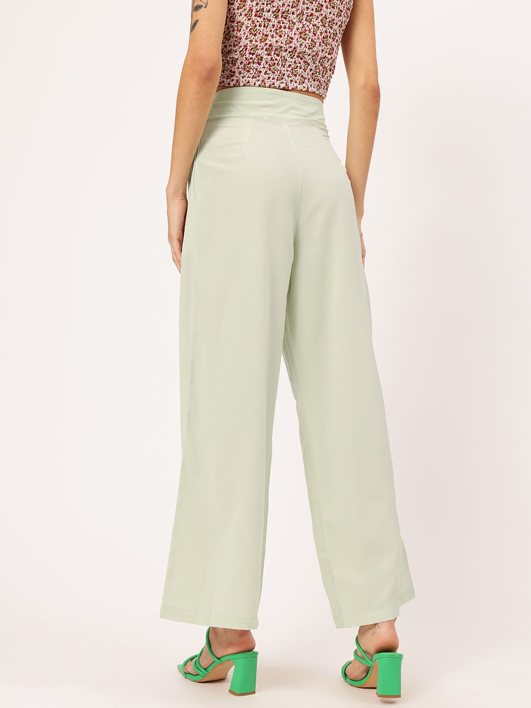 DressBerry Women Elegant Essence Stylised Waist High-Rise Pleated Trousers