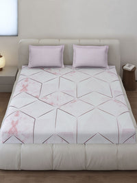 Monte Carlo Stanley Pink & Brown Geometric 144 TC King Bedsheet Set 1.85 m x 1.95 m