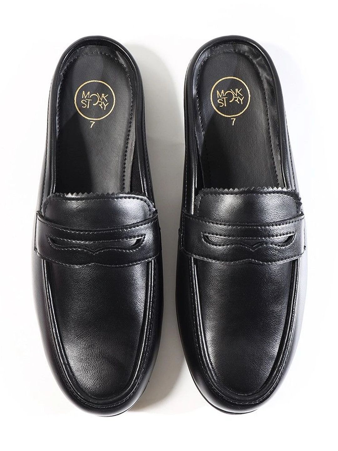 MONKSTORY Atelier 1930 Penny Loafer Mules - Midnight Black