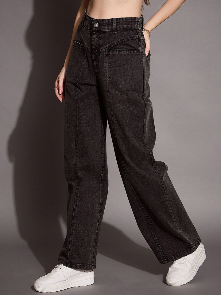 SASSAFRAS BASICS Women Comfort Straight Fit High-Rise Low Distress Stretchable Jeans