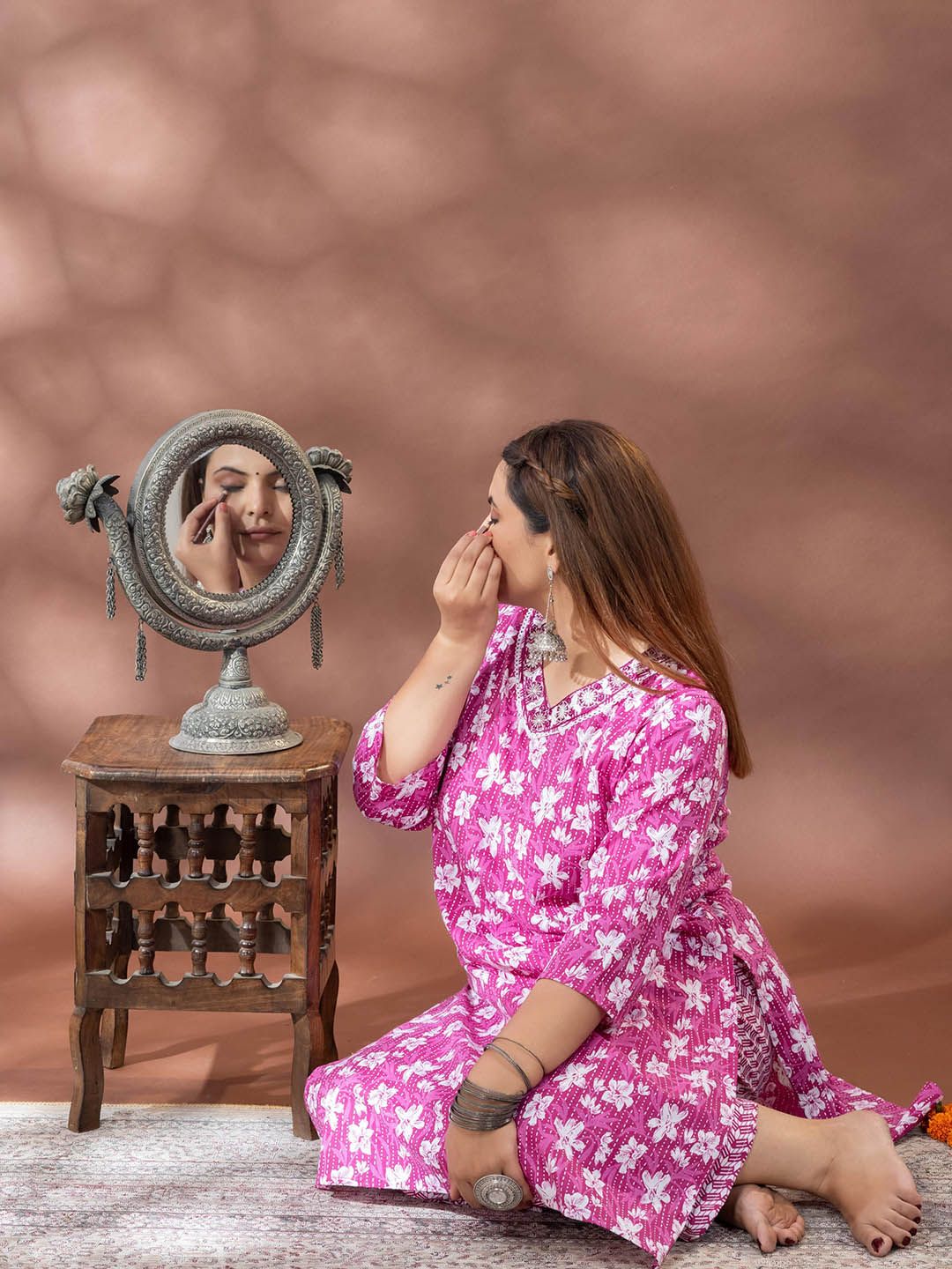 Mamicha Embroidered Kurta With Palazzos & Dupatta