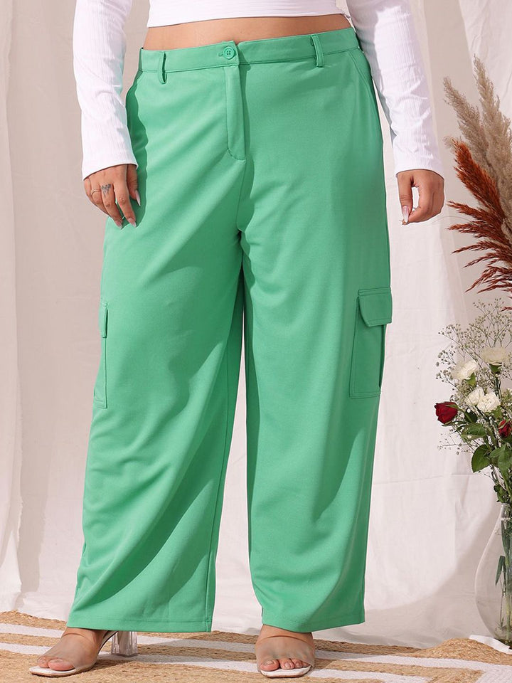 CURVY STREET Women Relaxed Straight Fit Cargos Trousers