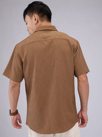 VASTRADO Men Classic Cutaway Collar Textured Slim Fit Casual Shirt