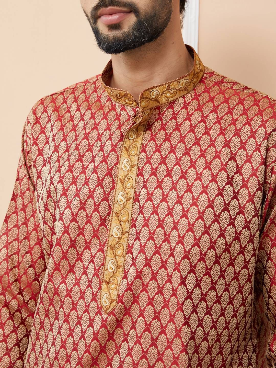 See Designs Ethnic Motifs Woven Design Long Sleeves Regular Thread Work Kurta & Pyjama