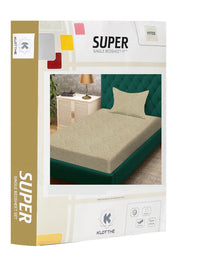 KLOTTHE Beige Printed 300 TC Single Bedsheets With 1 Pillow Covers