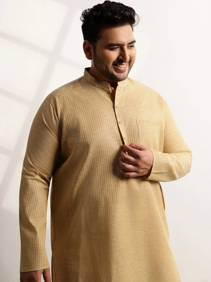 SOJANYA PLUS Lelaki Motif Etnik Kurta Kapas Tulen Biasa dengan Seluar