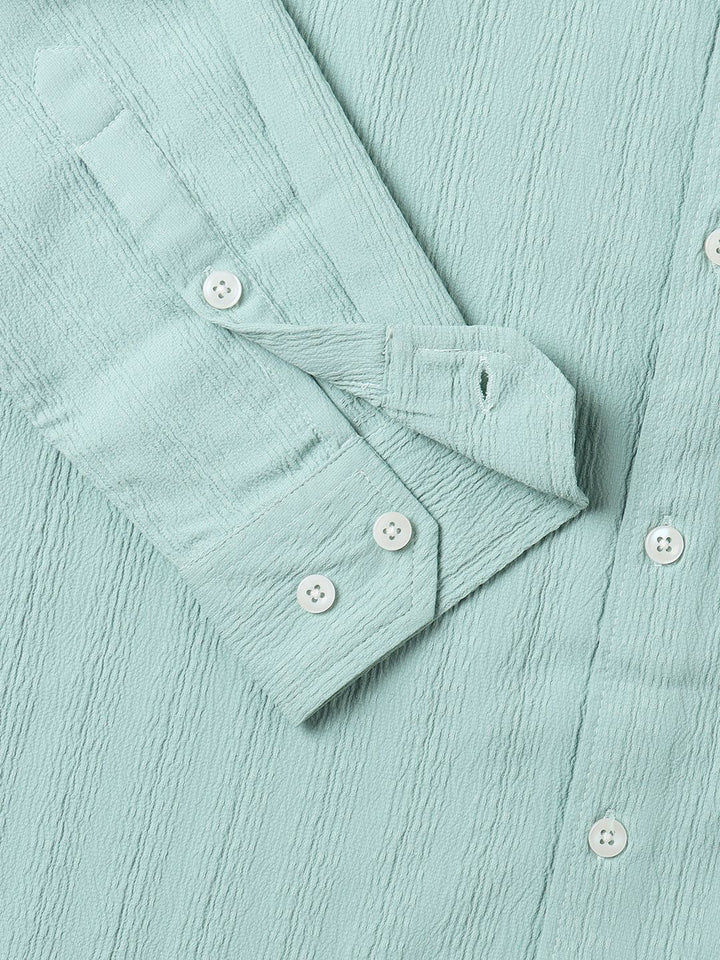 VASTRADO Men Classic Cutaway Collar Textured Slim Fit Casual Shirt