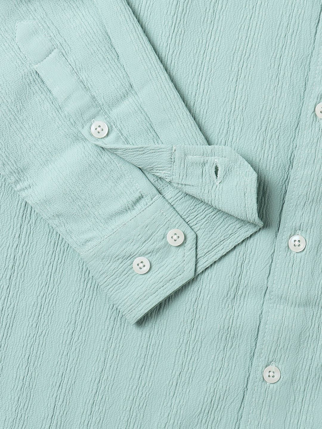VASTRADO Men Classic Cutaway Collar Textured Slim Fit Casual Shirt