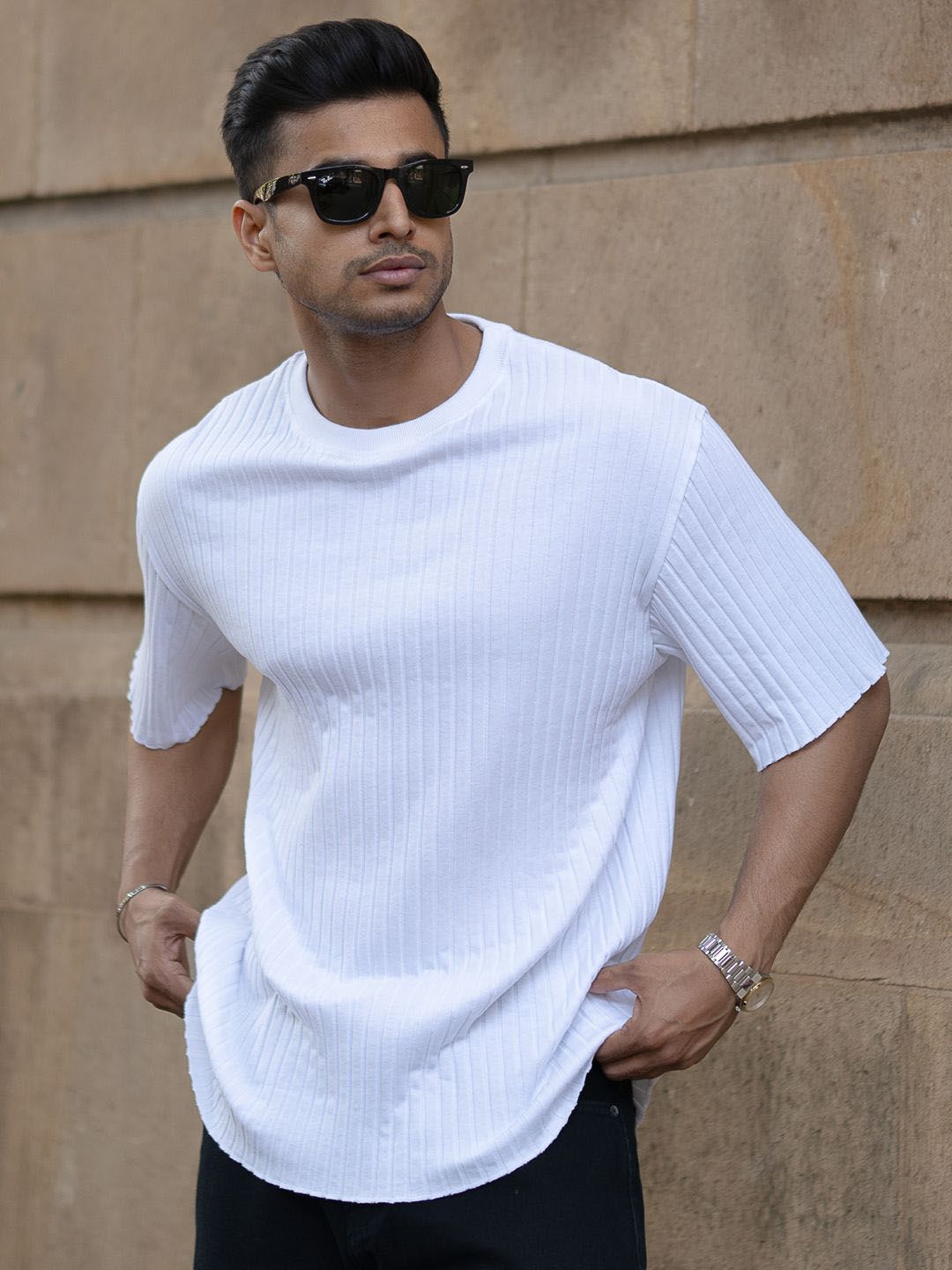 Powerlook Men Drop-Shoulder Sleeves T-shirt