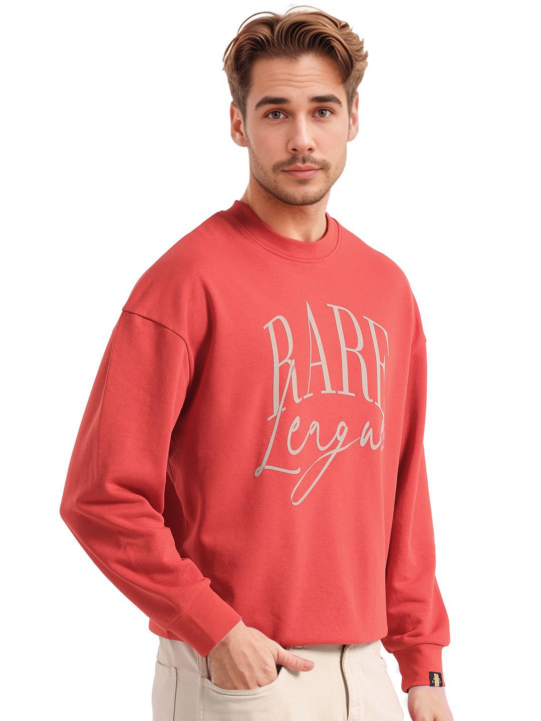 RARE RABBIT Men Typography Printed Cotton Sweatshirt