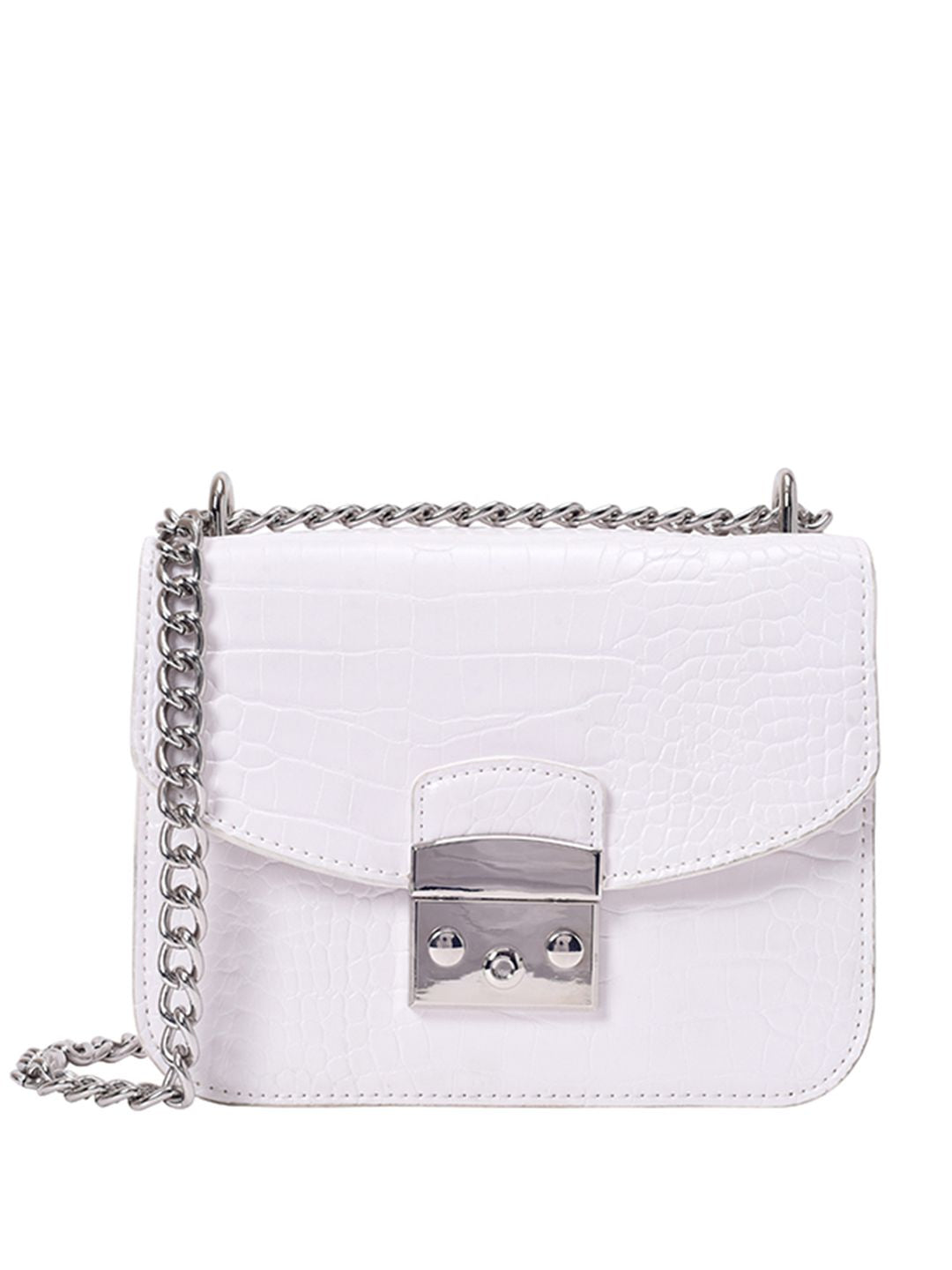 Lino Perros Croc Textured Structured Shoulder Bag