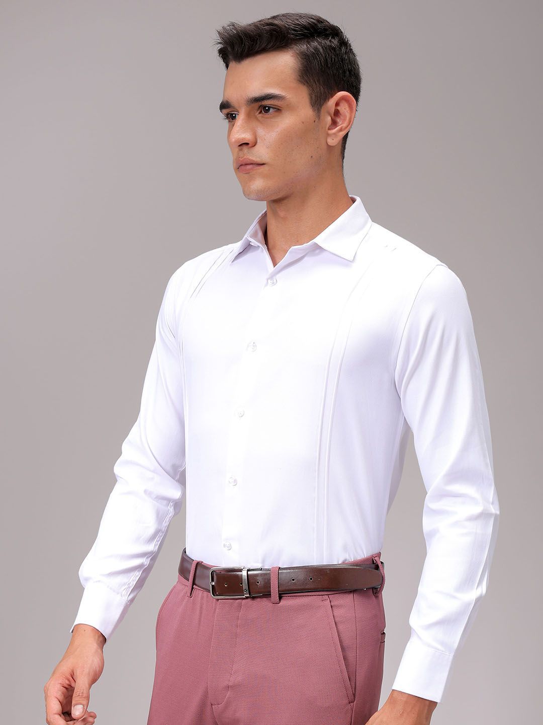 The Indian Garage Co. X Luxe Men Solid Spread Collar Slim Fit Formal Shirt