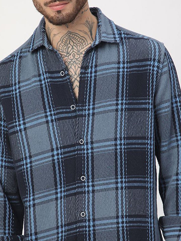 VASTRADO Men Classic Fit Spread Collar Tartan Checked Cotton Casual Shirt