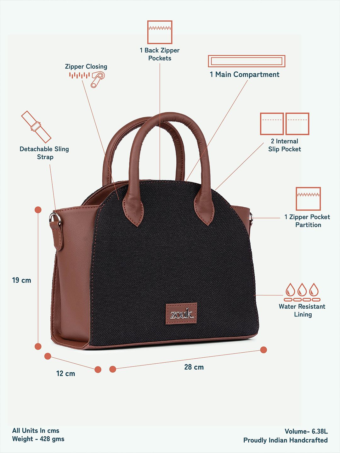 ZOUK Women Colourblocked Swagger Handheld Bag