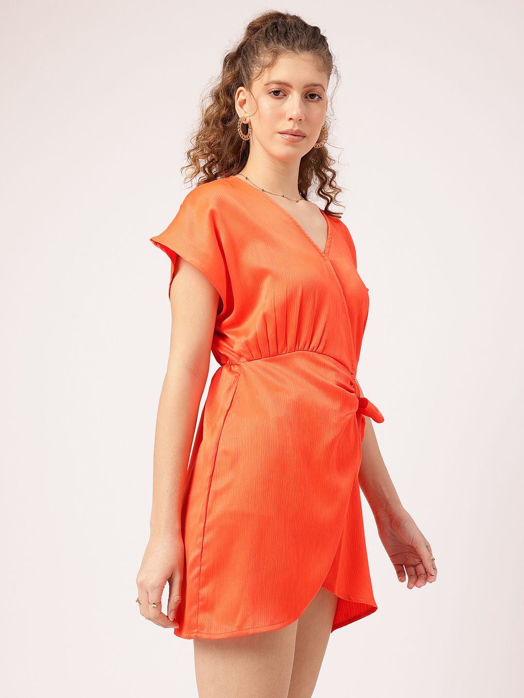 DressBerry Tea Party Chic Tie-Up Mini Wrap Dress