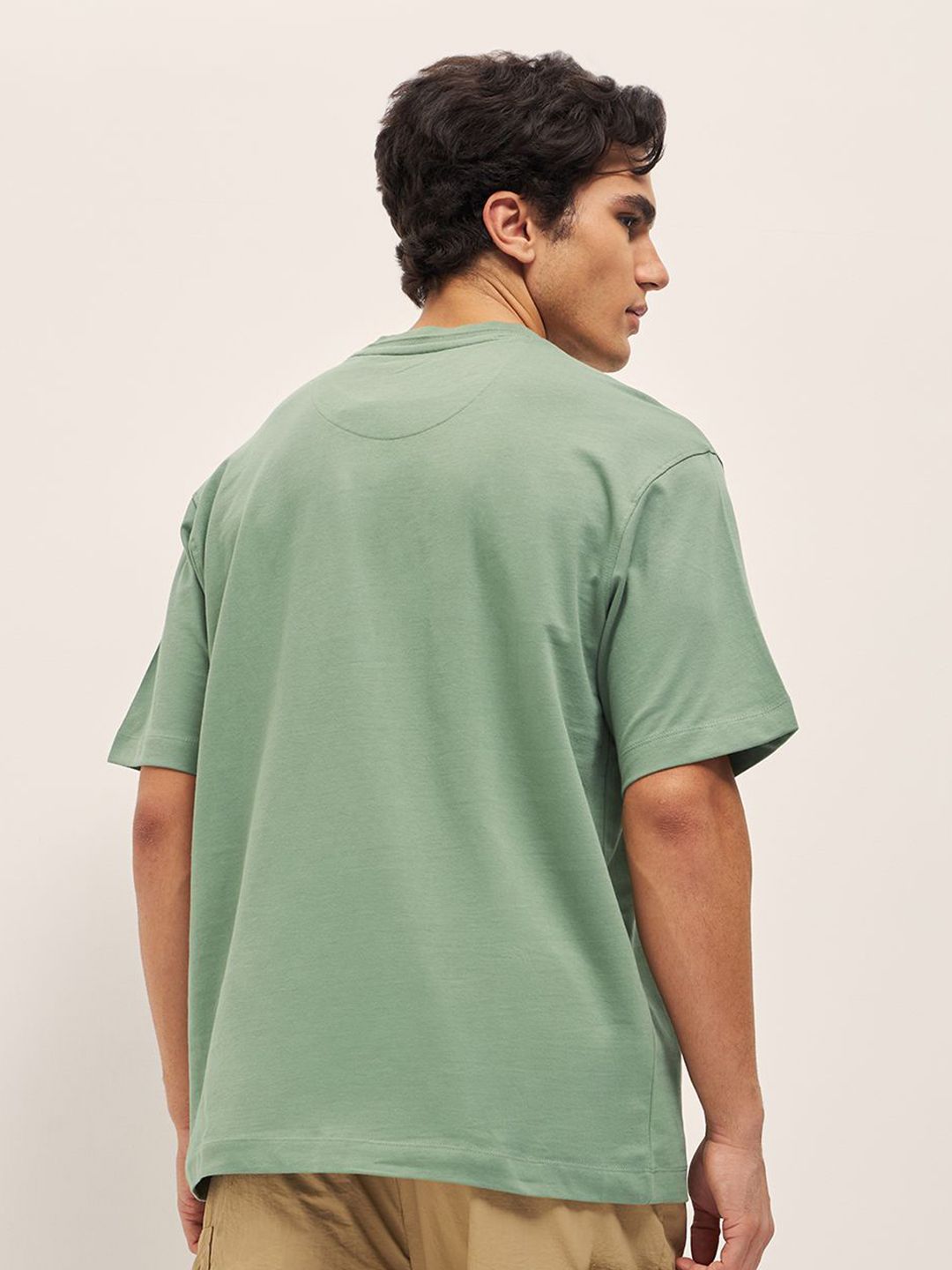 THE BEAR HOUSE Men Graphic Printed Round Neck Pure Cotton Oversized T-shirt