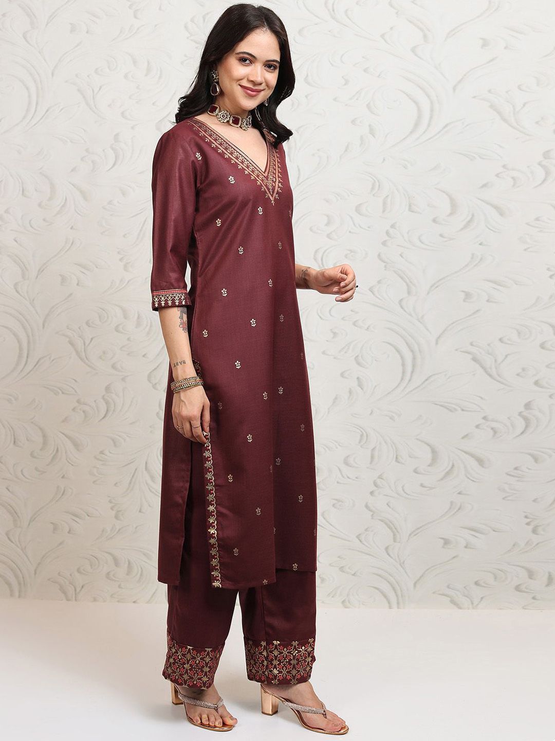 Vishudh Women Ethnic Motifs Printed Regular Kurta with Palazzos & With Dupatta