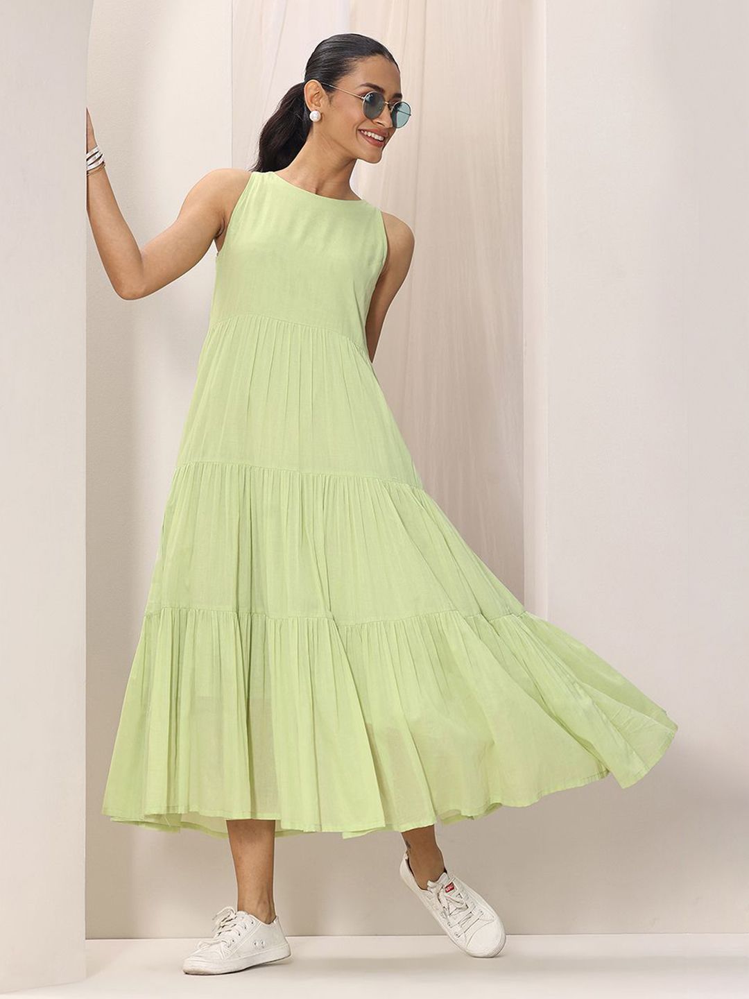 Libas Women Cotton Fit & Flare Midi Dress