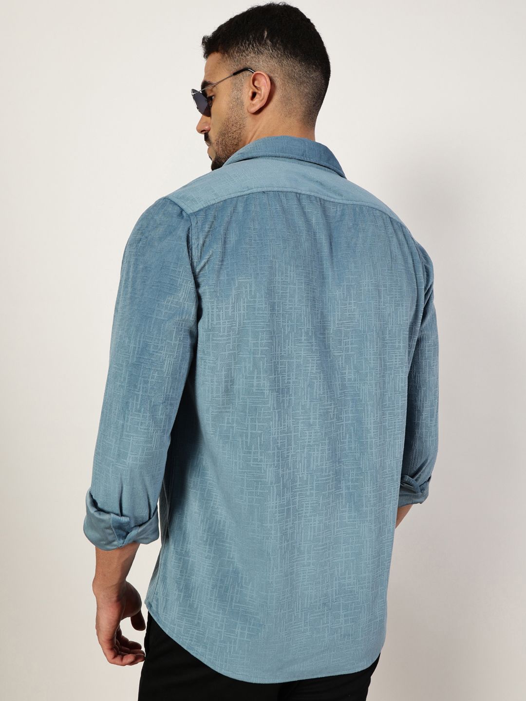 Thomas Scott Men Premium Spread Collar Textured Slim Fit Casual Shirt