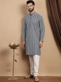 Anouk Ethnic Motifs Embroidered Regular Pure Cotton Straight Kurta With Churidar