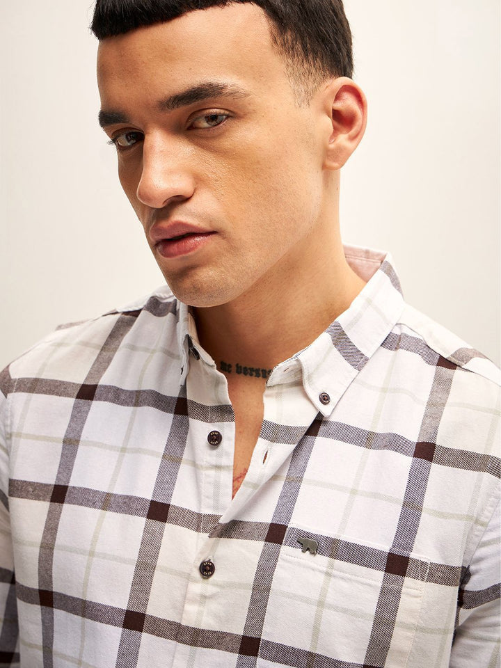 THE BEAR HOUSE Men Slim Fit Checked Casual Shirt