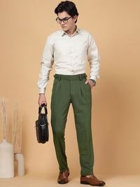 KLOTTHE Men Olive Lycra Formal Formal Trousers