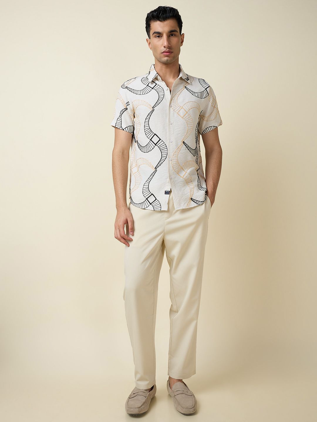 Thomas Scott Men Embroidered Regular Fit Casual Shirt