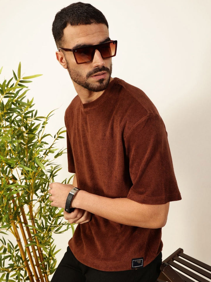 Thomas Scott Men Solid Round Neck Cotton Oversized T-shirt