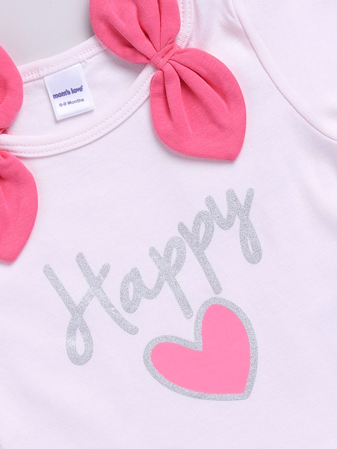 Moms Love Infant Girls Typography Printed Pure Cotton Clothing Set