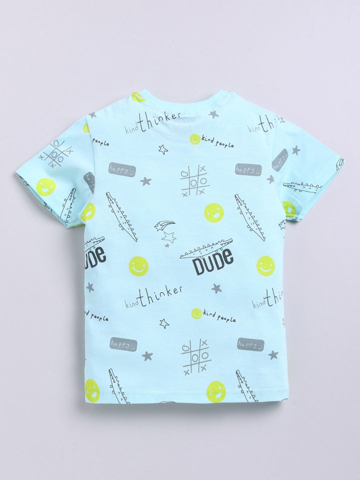 Happy Faces Kids Boys Typography Printed Pure Cotton T-Shirt