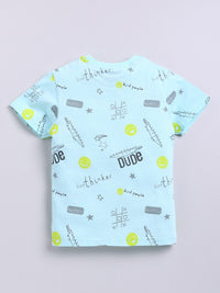 Happy Faces Kids Boys Typography Printed Pure Cotton T-Shirt