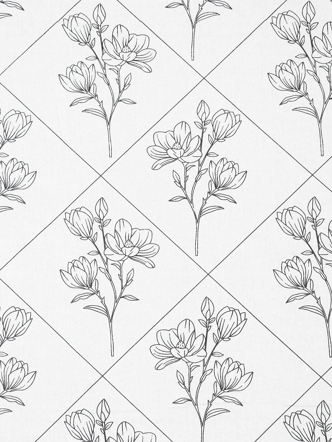 Myntra Elegant Homes White & Grey Floral 400 TC Bedsheet with 2 Pillow Covers