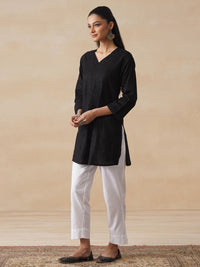 Rumah Chikankari Wanita Kapas Hitam Chikankari Sulam Kurti